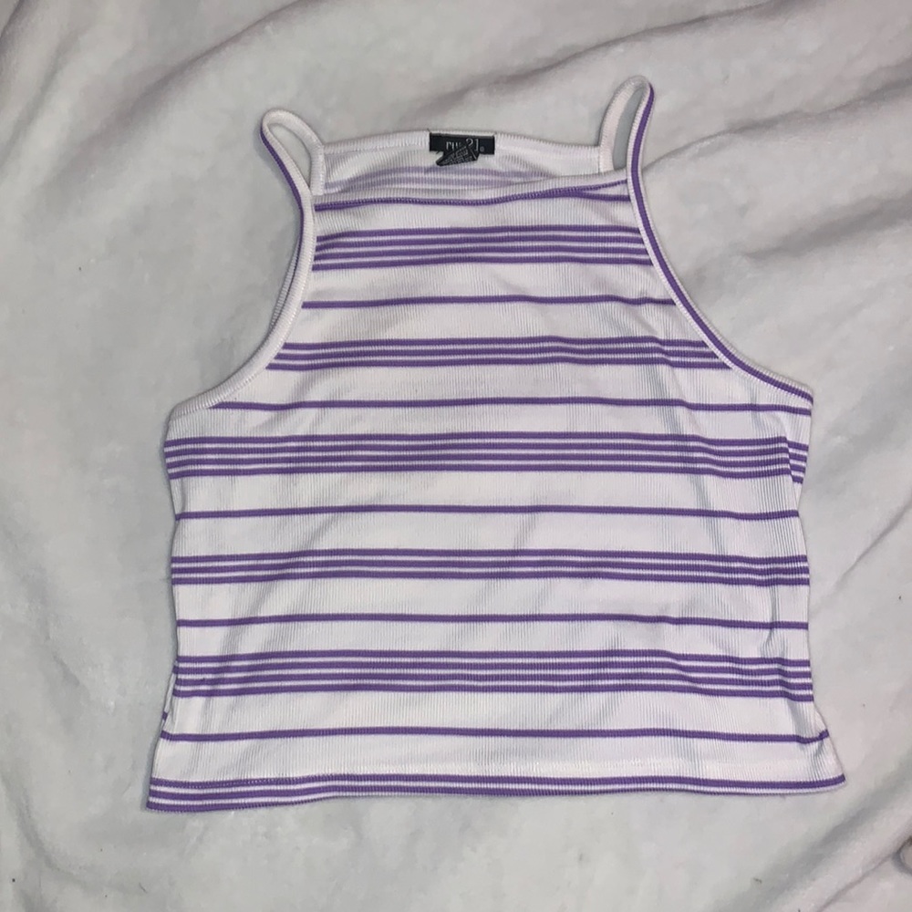Large White and Purple Rue 21 Tank Top